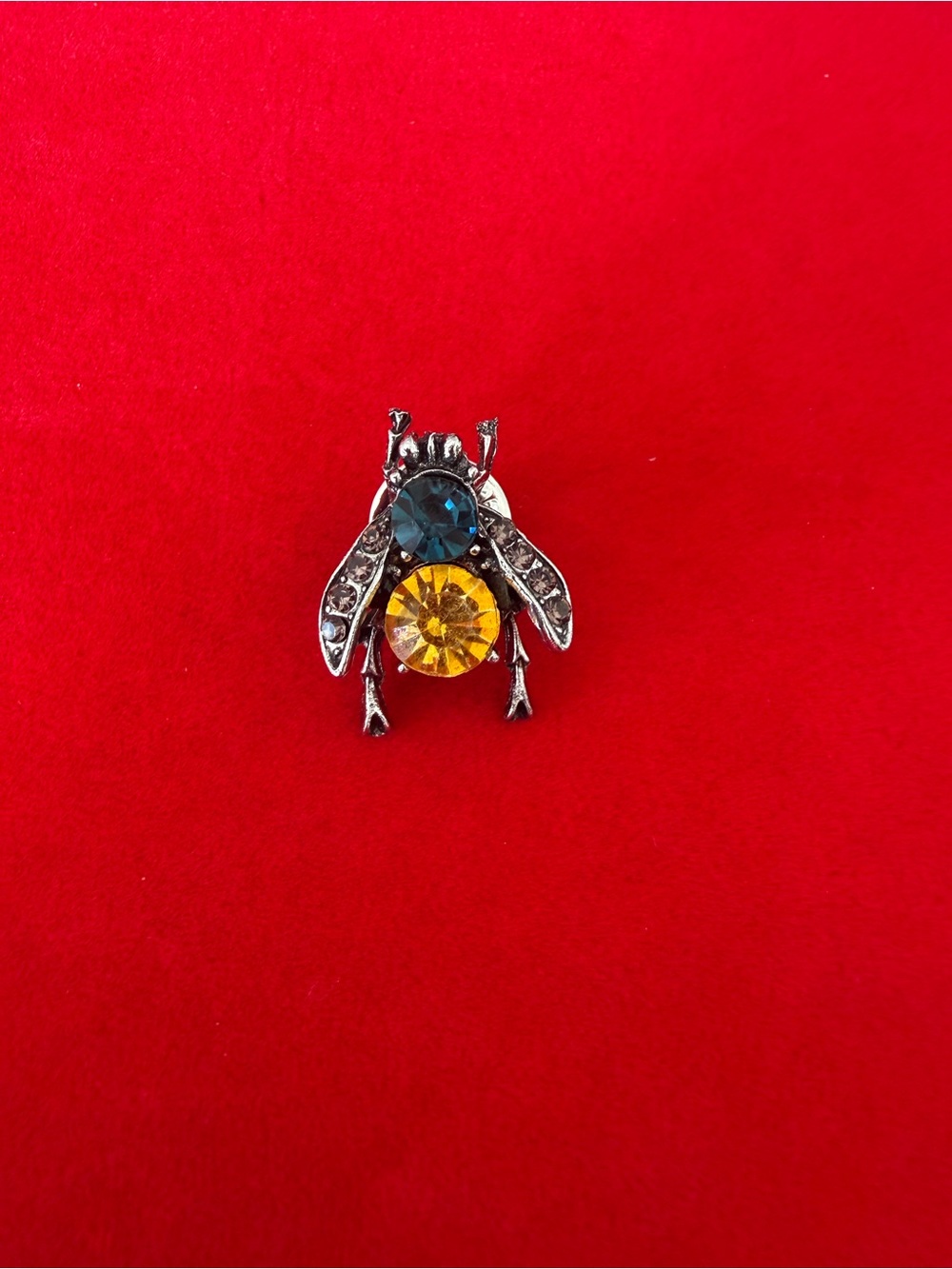 American Vintage Bee Brooch with Blue and Yellow Stones